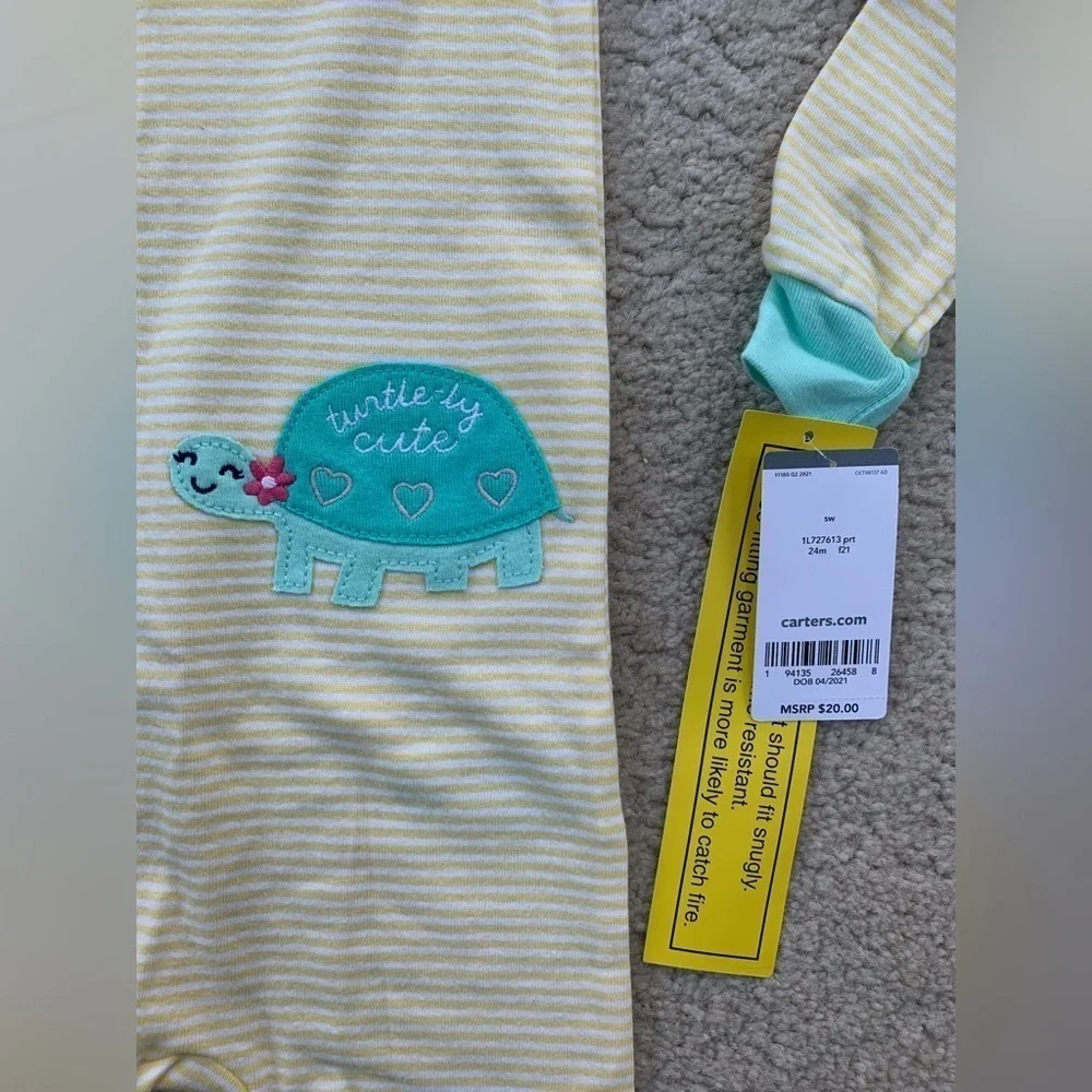 Carter's NWT Size 24 Months Turtle Applique Footie Sleeper